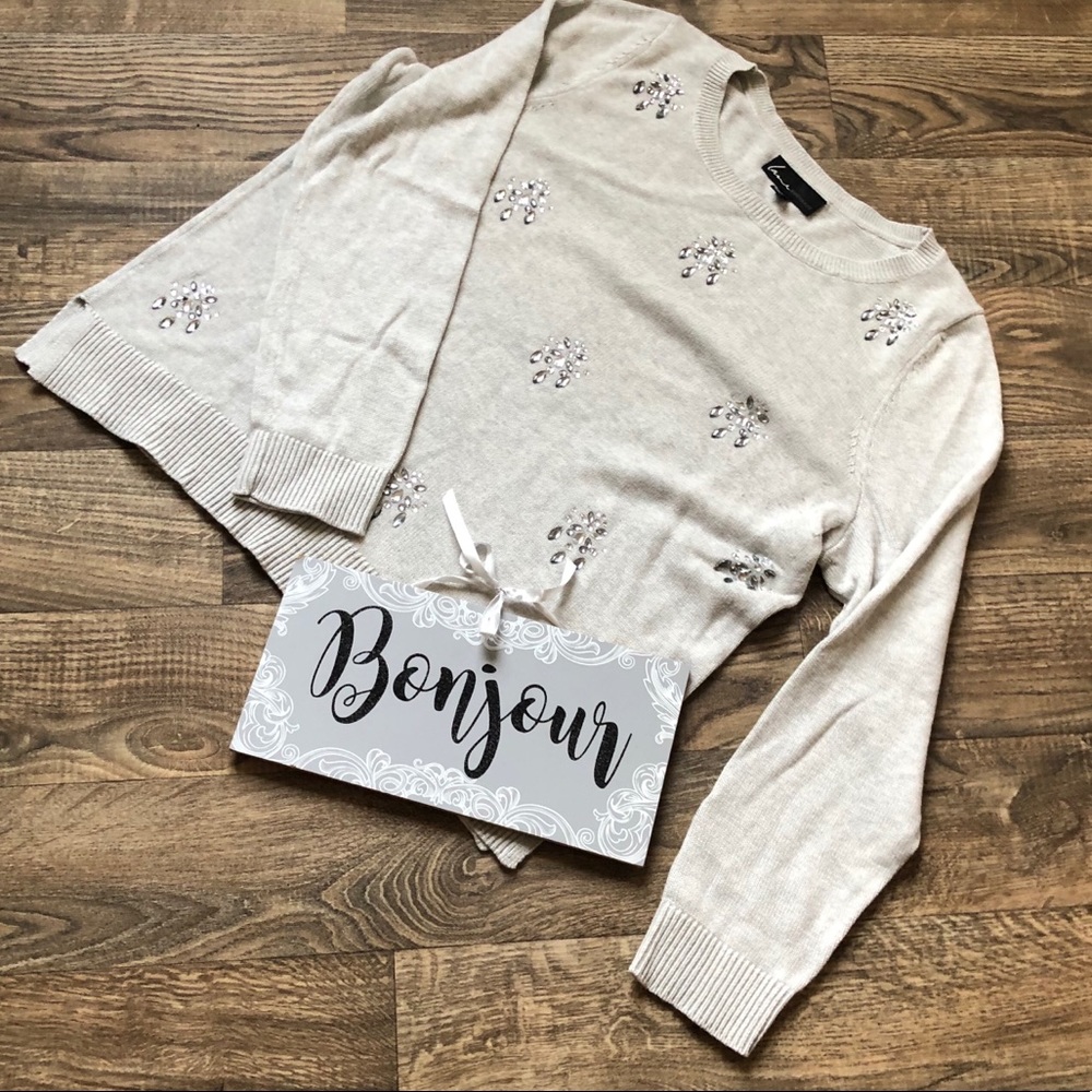 Lane Bryant Gray Embellished Sweater